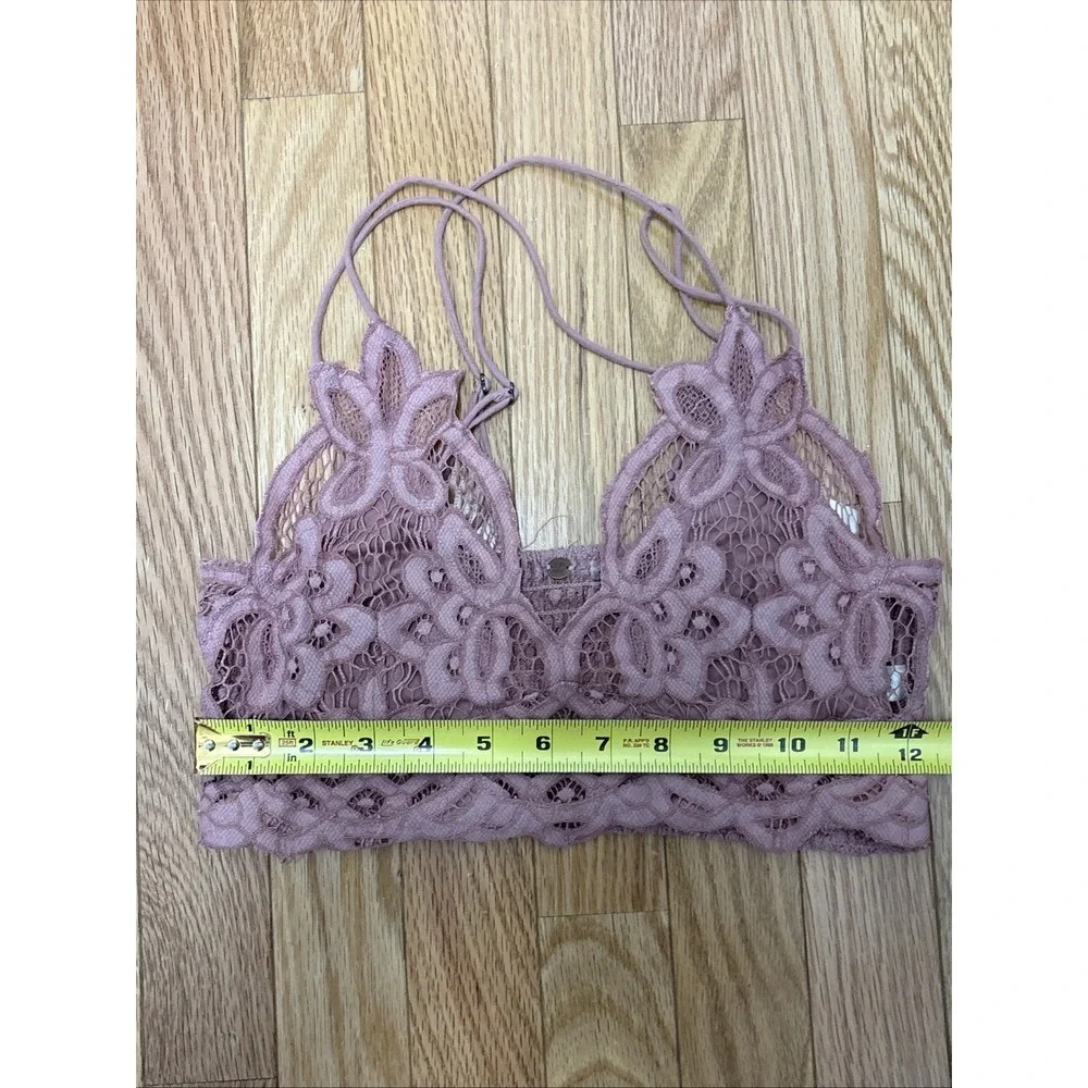 Free People Adella Crochet Lacey Bra Mauve Pink‎ Romantic Boho Festival - Small